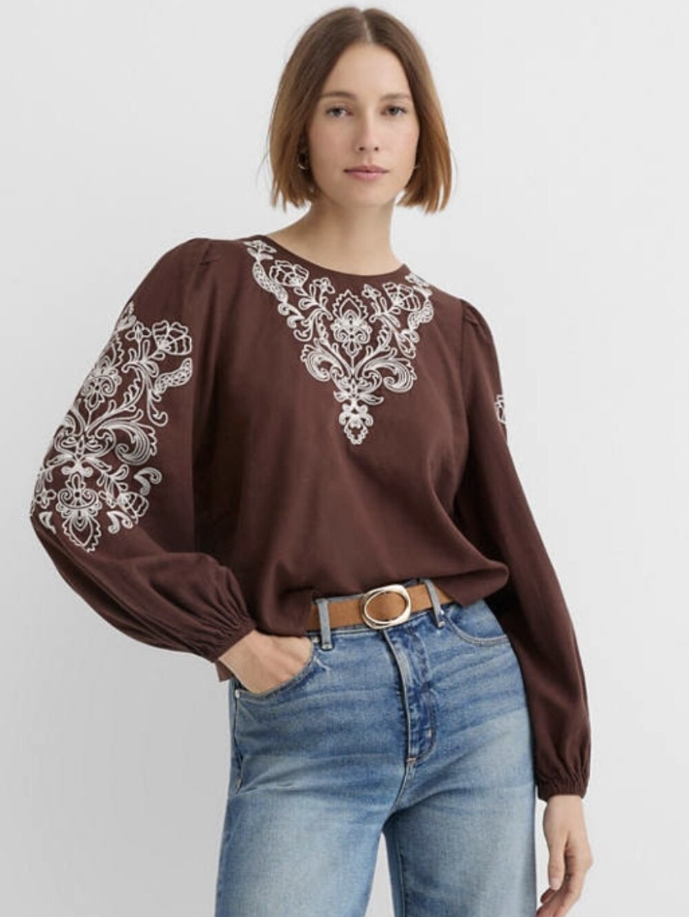 NWT Petite Floral Embroidered Blouse from LOFT